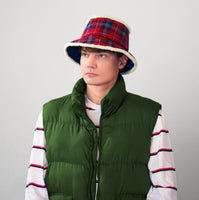 The Plaid Bucket Hat with Fur Piping