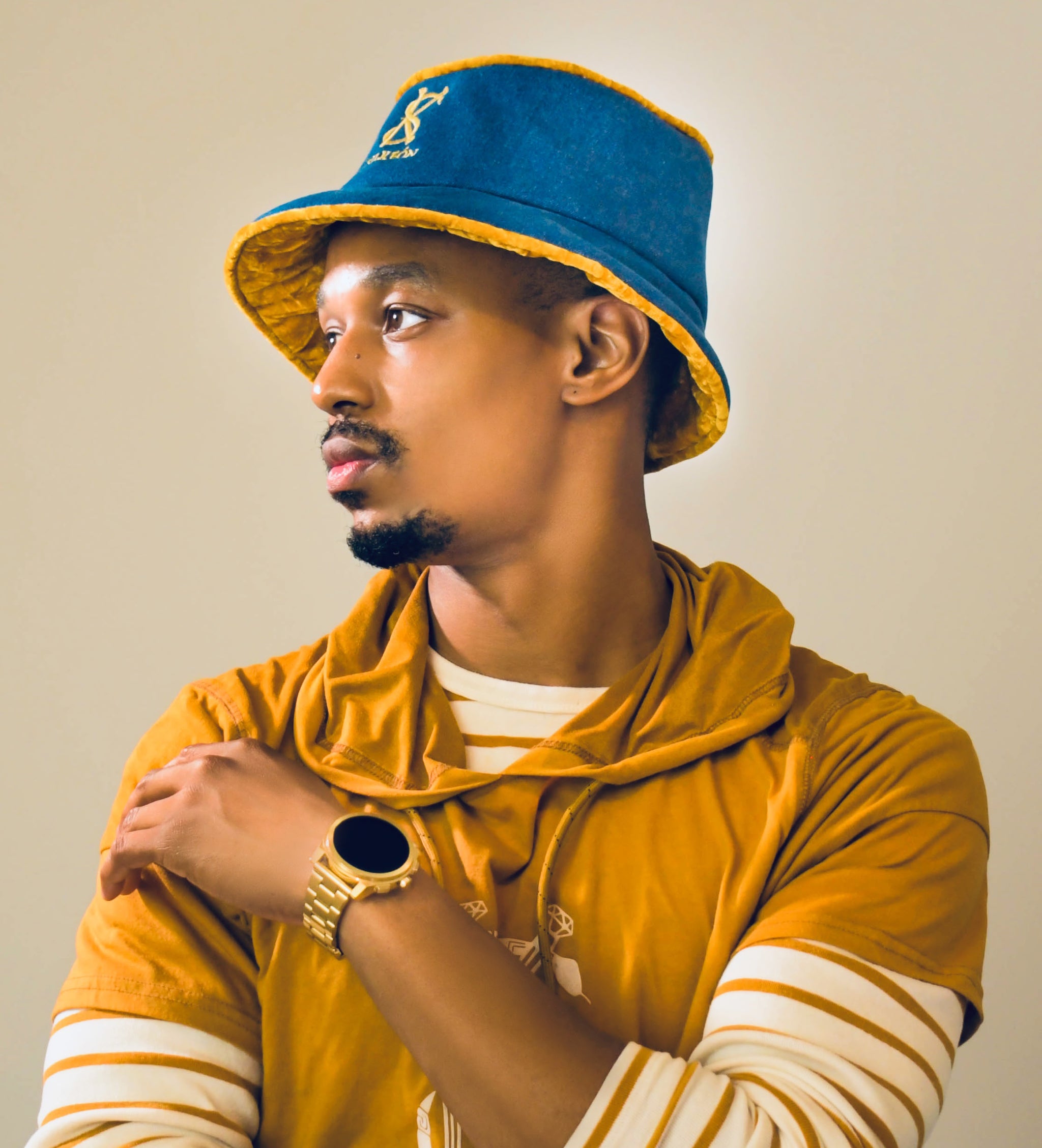 Denim/Crush Velvet Bucket Hat – Sir Keón